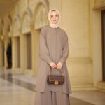 طقم كريب صيفي مع قميص طويل بأزرار كاملة